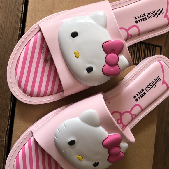 Two Pairs Left! HELLO KITTY-NWT Melissa Pink Women's Sandals - Picture 2 of 8
